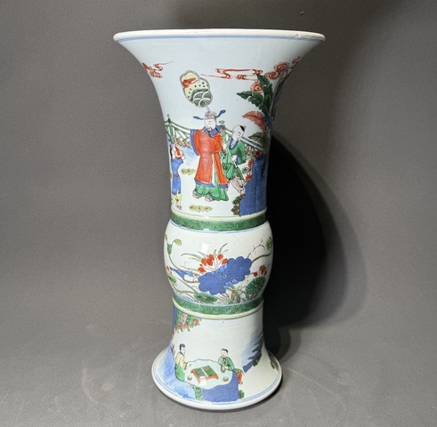 古玩陶瓷【精品】清光緒·青花五彩高士故事圖花觚拍賣,當前價格37000元