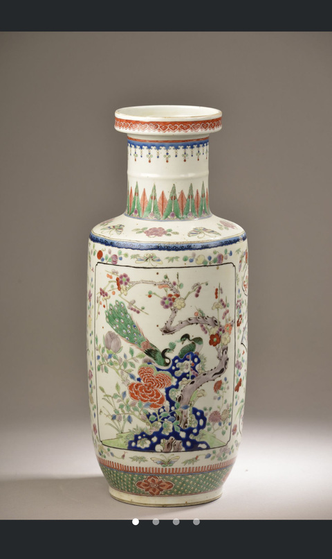 古玩陶瓷花鳥紋粉彩瓶真品鑒賞圖