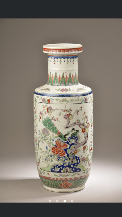 古玩陶瓷花鳥紋粉彩瓶真品鑒賞圖