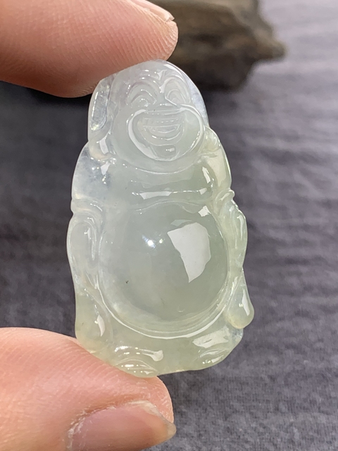 古玩玉器天然翡翠“佛公”掛件真品鑒賞圖
