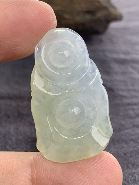 古玩玉器天然翡翠“佛公”掛件真品鑒賞圖