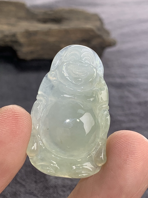 古玩玉器天然翡翠“佛公”掛件真品鑒賞圖
