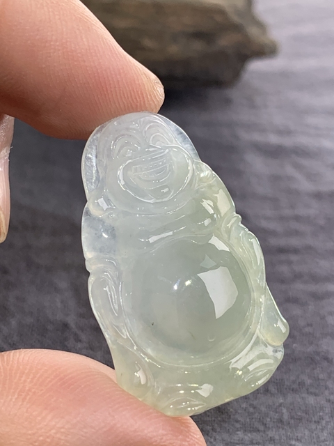 古玩玉器天然翡翠“佛公”掛件真品鑒賞圖