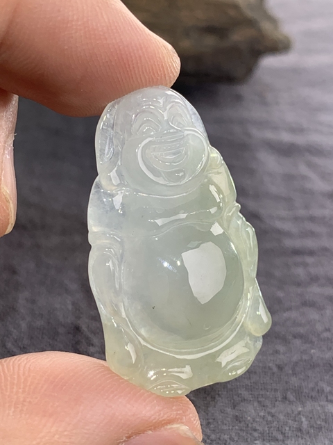 古玩玉器天然翡翠“佛公”掛件真品鑒賞圖