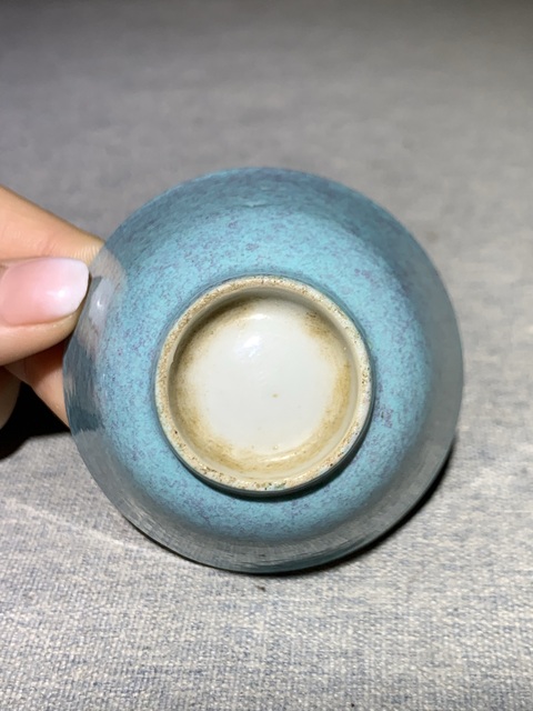 古玩陶瓷晚清爐鈞釉杯真品鑒賞圖