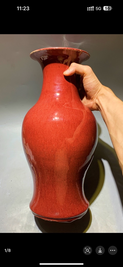 古玩陶瓷紅釉觀(guān)音瓶真品鑒賞圖