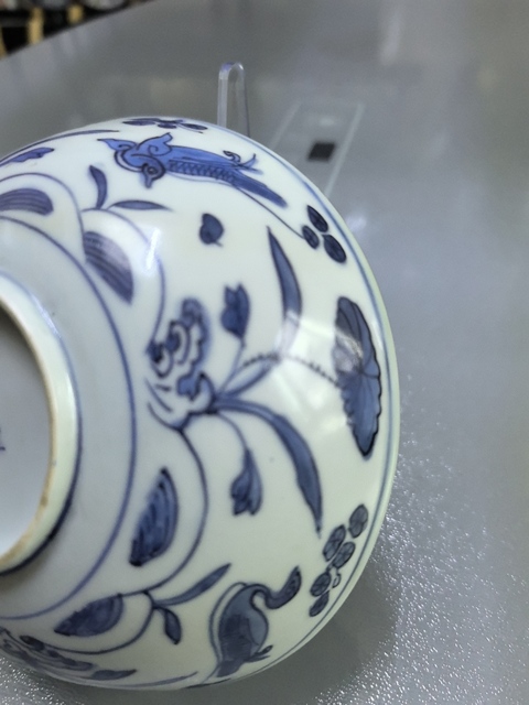 古玩陶瓷青花滿池矯紋碗真品鑒賞圖