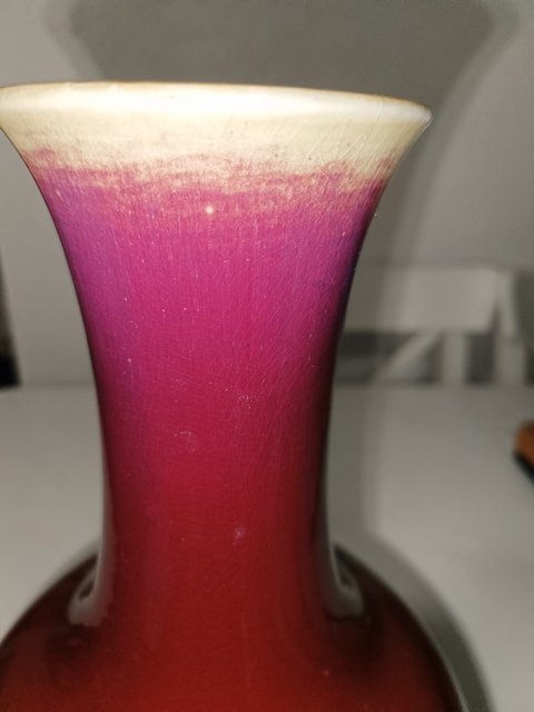 古玩陶瓷鈞紅窯變釉賞瓶真品鑒賞圖