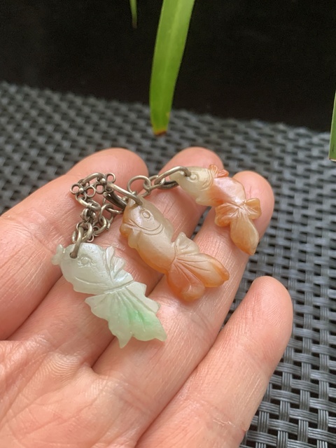 古玩玉器清代翡翠雕“魚形墜飾”拍賣，當前價格18000元