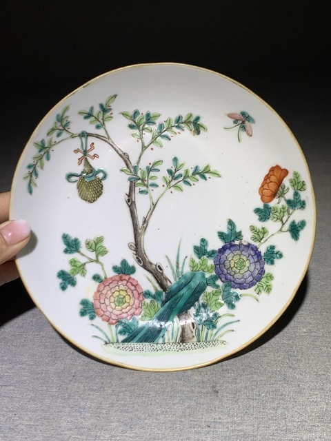 古玩陶瓷光緒·粉彩富貴萬代紋盤真品鑒賞圖