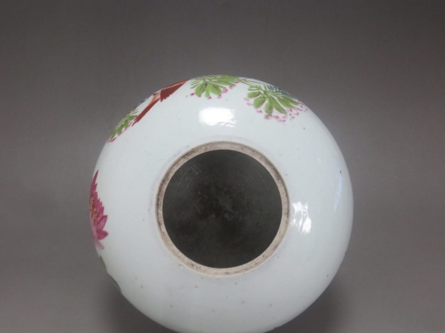 古玩陶瓷晚清粉彩花鳥紋西瓜罐拍賣，當前價格1288元