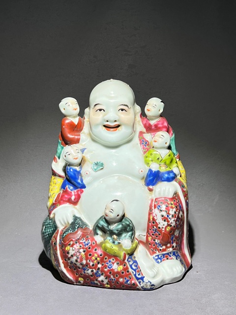 民國五子鬧佛粉彩塑像拍賣，當(dāng)前價(jià)格2680元