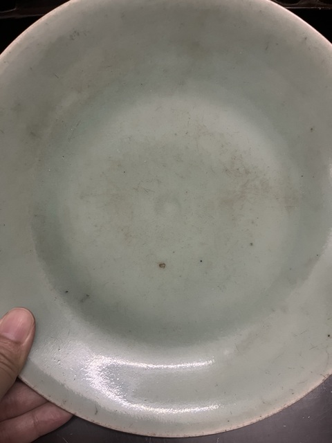 古玩陶瓷豆青釉盤拍賣，當前價格2888元
