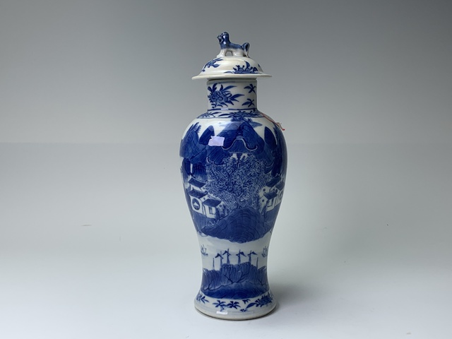 古玩陶瓷清晚期·青花山水風景紋將軍罐拍賣,當前價格266元