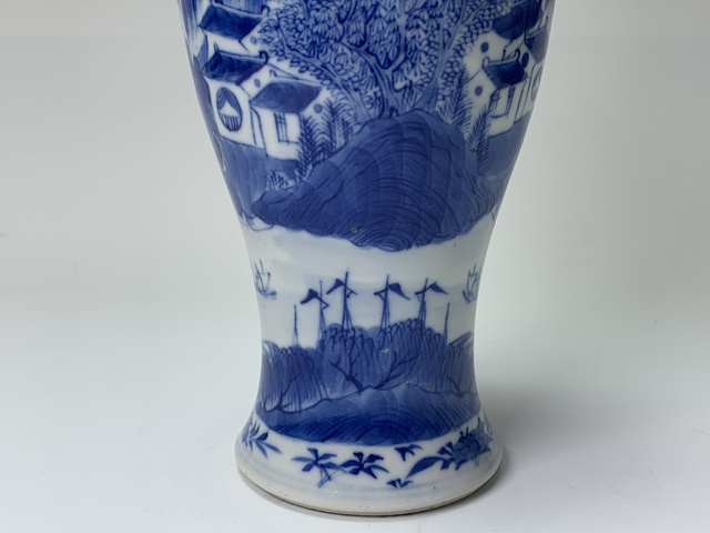 古玩陶瓷清晚期·青花山水風景紋將軍罐拍賣,當前價格266元