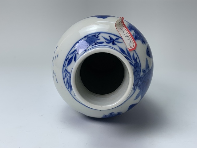 古玩陶瓷清晚期·青花山水風景紋將軍罐拍賣,當前價格266元