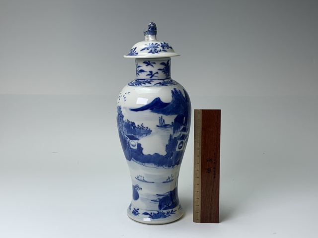 古玩陶瓷清晚期·青花山水風景紋將軍罐拍賣,當前價格266元