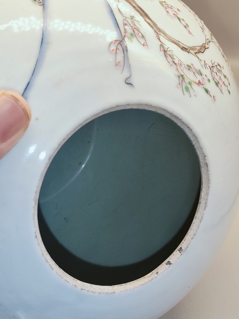 古玩陶瓷民國,雙玉讀曲紋粉彩詩文西瓜罐拍賣,當前價格760元