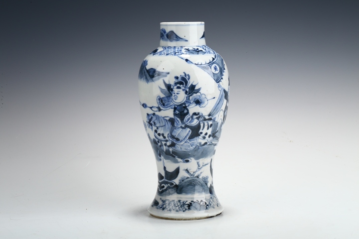 古玩陶瓷清晚青花三國趙子龍紋雞腿瓶拍賣,當(dāng)前價(jià)格1980元