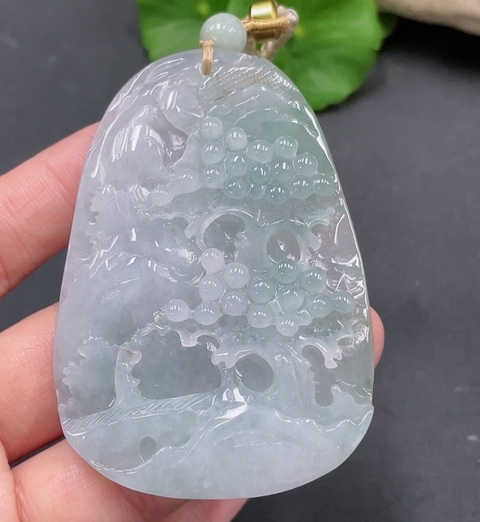 古玩玉器天然翡翠山水牌(帶鑒定證書)拍賣，當(dāng)前價格1800元