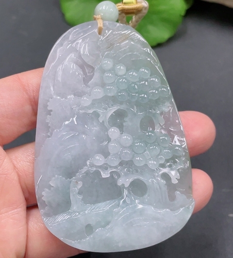 古玩玉器天然翡翠山水牌(帶鑒定證書)拍賣，當(dāng)前價格1800元