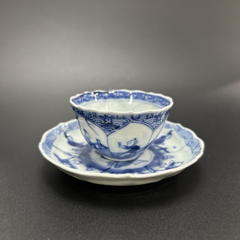 古玩陶瓷清康熙青花三娘教子圖杯碟拍賣,當(dāng)前價(jià)格2750元