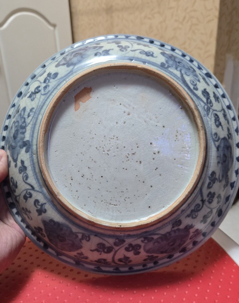 古玩陶瓷明中期青花大盤真品鑒賞圖