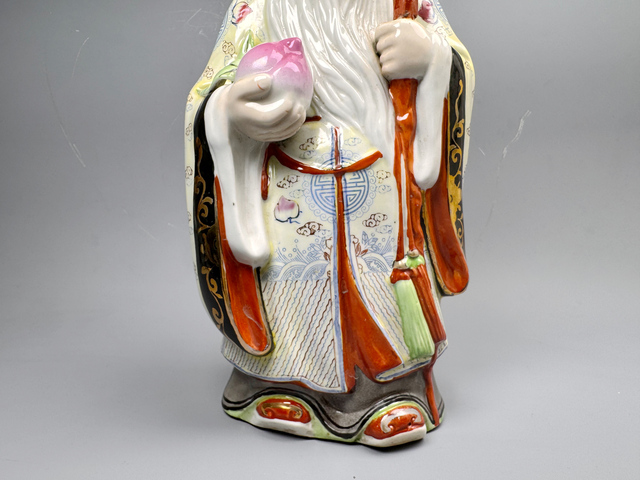 古玩陶瓷民國(guó)粉彩福祿壽三星報(bào)喜造之神像拍賣(mài)，當(dāng)前價(jià)格77777元