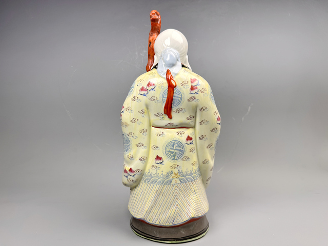 古玩陶瓷民國(guó)粉彩福祿壽三星報(bào)喜造之神像拍賣(mài)，當(dāng)前價(jià)格77777元
