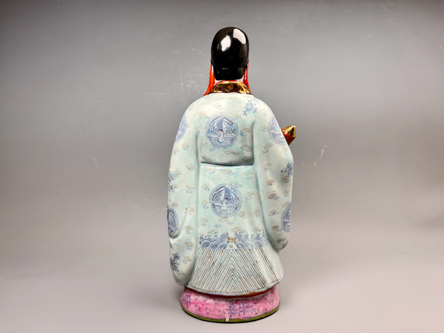 古玩陶瓷民國(guó)粉彩福祿壽三星報(bào)喜造之神像拍賣(mài)，當(dāng)前價(jià)格77777元
