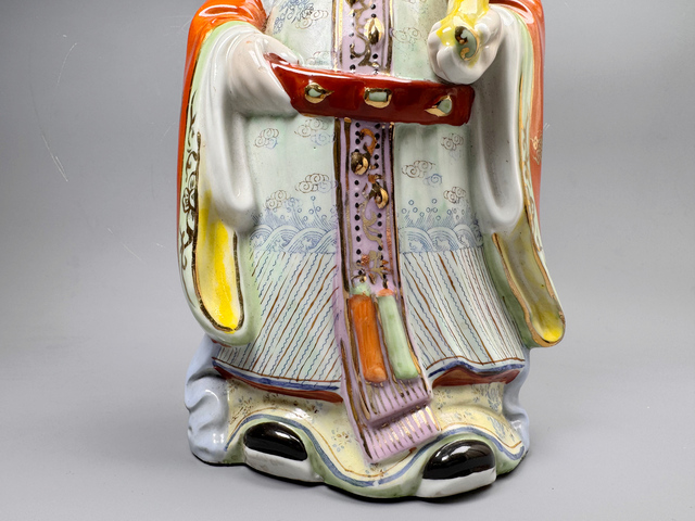 古玩陶瓷民國(guó)粉彩福祿壽三星報(bào)喜造之神像拍賣(mài)，當(dāng)前價(jià)格77777元