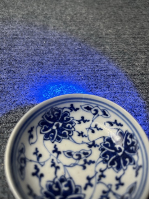 古玩陶瓷青花西番蓮煙碟拍賣,當前價格299元