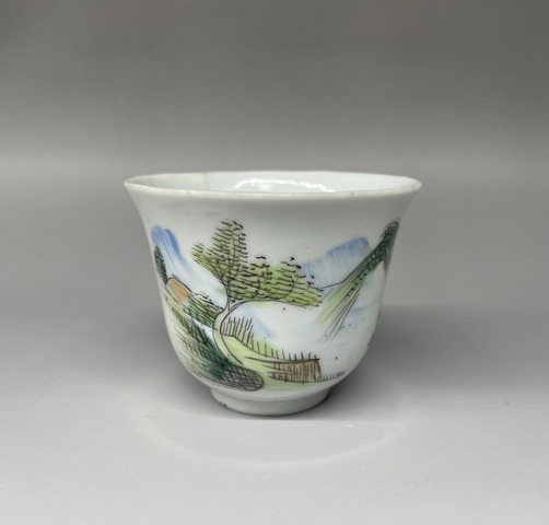 古玩陶瓷山水紋杯真品鑒賞圖