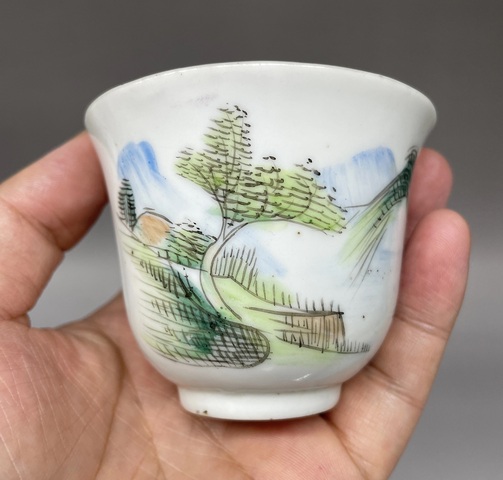 古玩陶瓷山水紋杯真品鑒賞圖