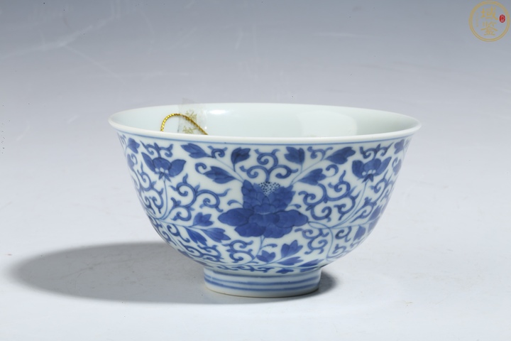 古玩陶瓷清光緒·青花纏枝牡丹紋碗(官窯)拍賣,當前價格48000元