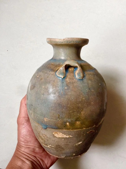 古玩陶瓷唐代-宣州窯窯變釉雙系瓶拍賣,當前價格3268元
