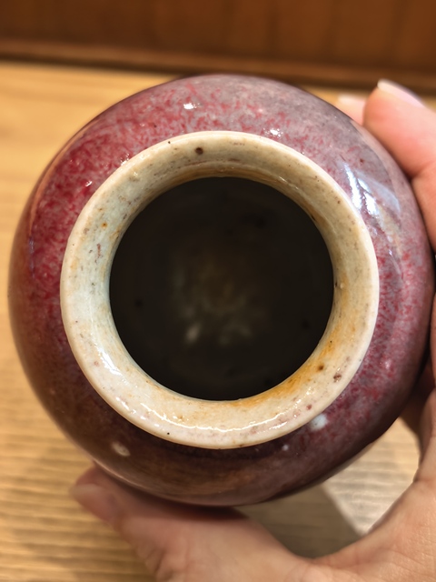 古玩陶瓷郎紅釉燈籠瓶真品鑒賞圖