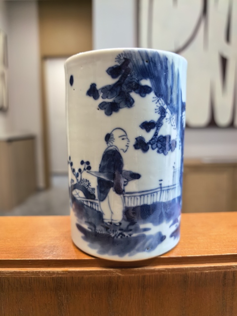 古玩陶瓷晚清青花攜琴訪友圖筆筒拍賣,當(dāng)前價格4999元