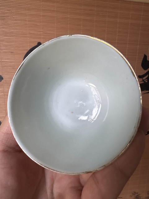 古玩陶瓷胭脂紅山水人物仰鐘杯（一對）拍賣，當前價格600元