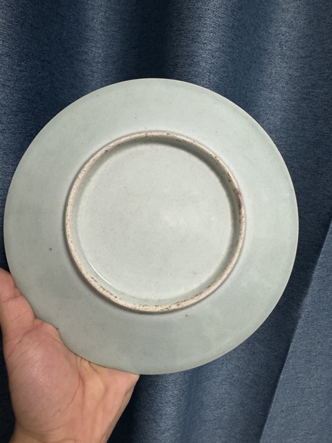 古玩陶瓷青花淡描花卉紋盤真品鑒賞圖