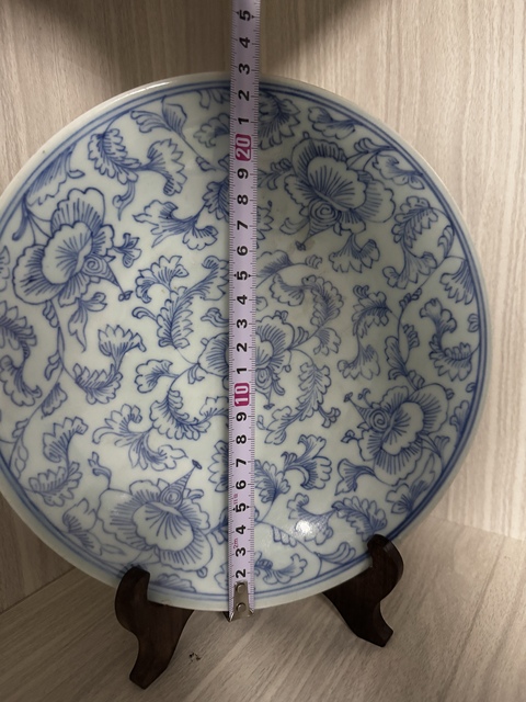 古玩陶瓷青花淡描花卉紋盤真品鑒賞圖