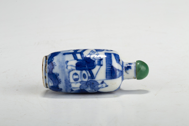 古玩陶瓷晚清·青花教子圖鼻煙壺拍賣，當前價格258元