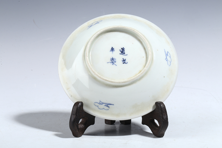 古玩陶瓷清道光·青花牧牛圖小盤真品鑒賞圖