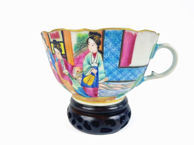 古玩陶瓷清中期·西廂記故事人物杯真品鑒賞圖