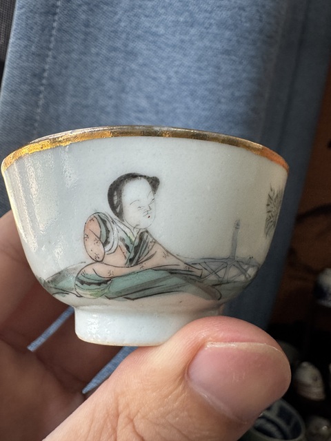 古玩陶瓷粉彩美人如玉茶杯（一對）拍賣，當前價格700元
