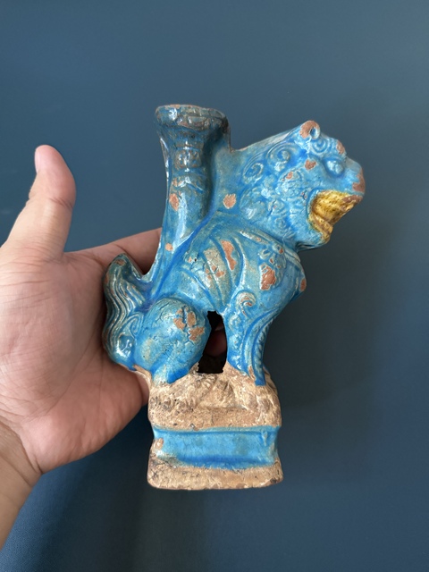 古玩陶瓷明·琺華彩獅子燈臺拍賣，當前價格1000元