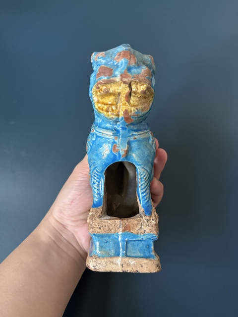 古玩陶瓷明·琺華彩獅子燈臺拍賣，當前價格1000元