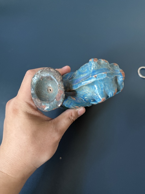 古玩陶瓷明·琺華彩獅子燈臺拍賣，當前價格1000元