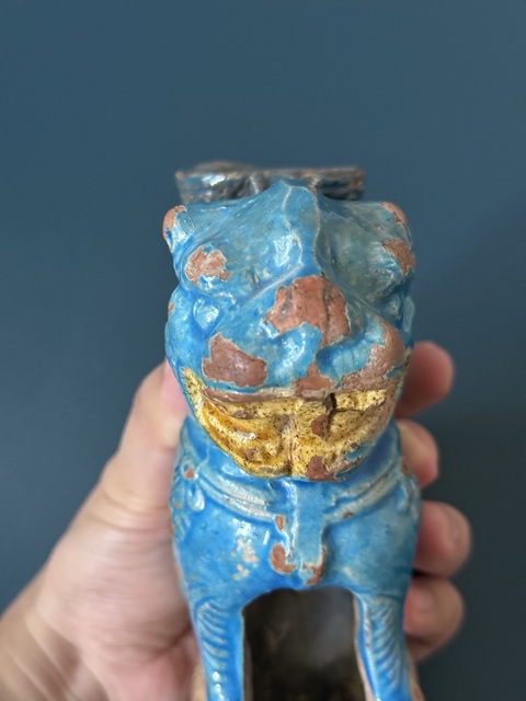 古玩陶瓷明·琺華彩獅子燈臺拍賣，當前價格1000元