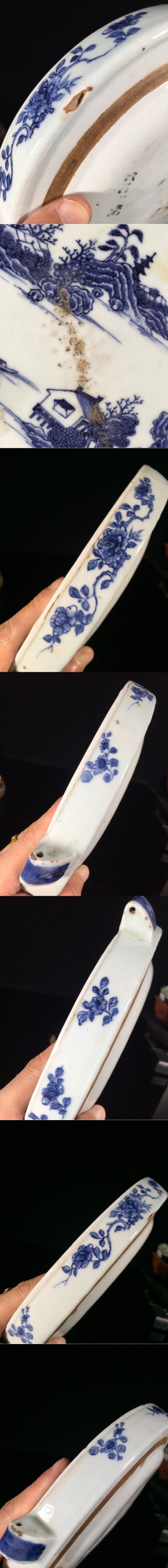 古玩陶瓷乾隆青花山水樓閣紋溫盤拍賣,當前價格999元